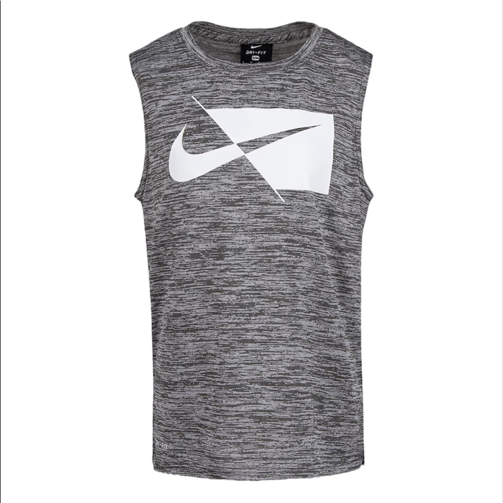 Nike Dri-FIT Boys' Logo Graphic Muscle Tee- Gray Size 4XS